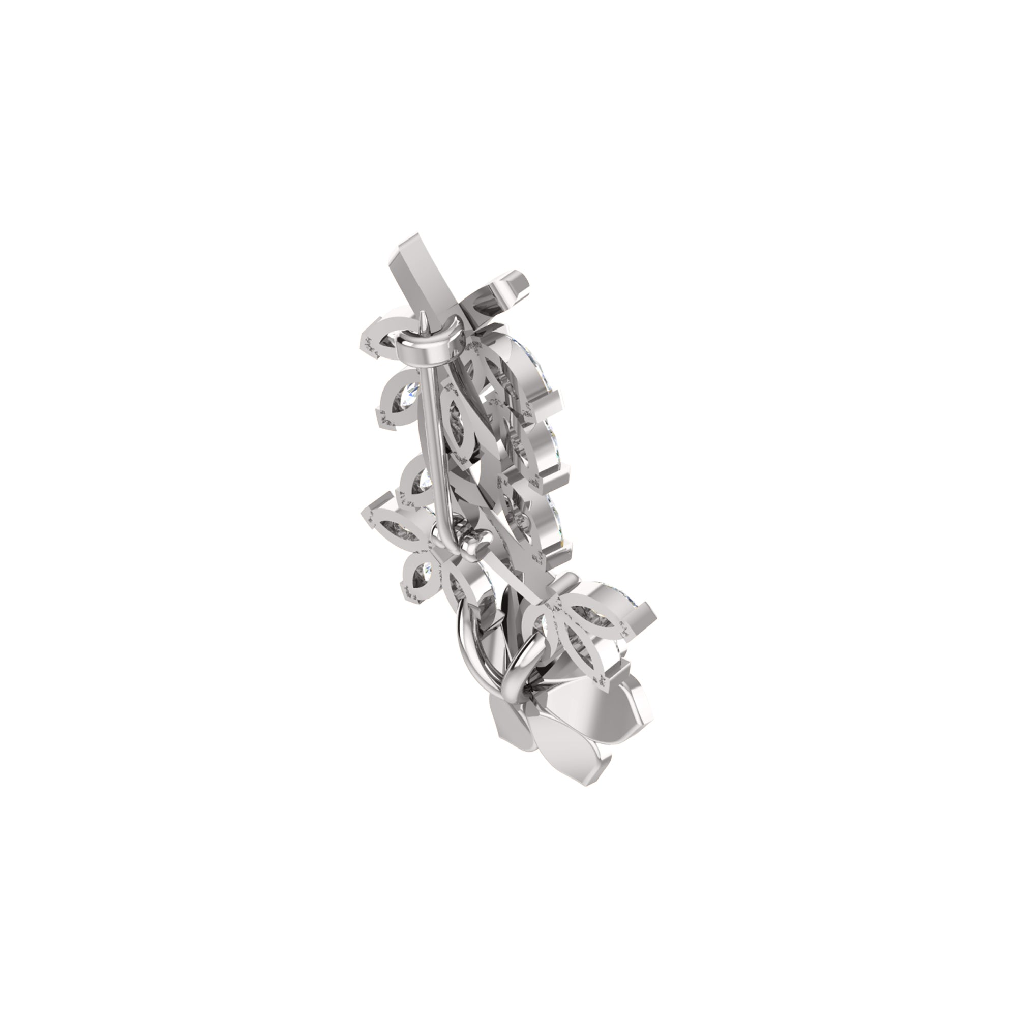 Spilla RKC Moissanite in argento sterling 925, placcata in oro rosa 14 carati, peso prodotto 1,60 GM, altezza 22,00 MM