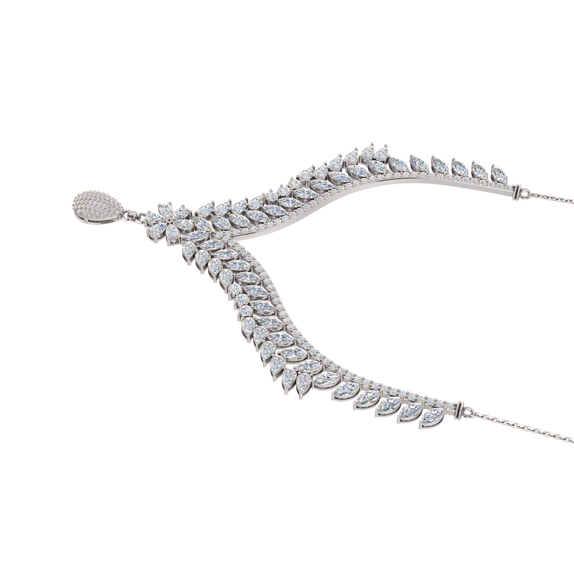 Charmante RKC 18 CT Moissanit-Halskette, 925er Silber, 14 Karat Roségold plattiert, Produktgewicht: 17,00 GM, Höhe: 100,00 mm