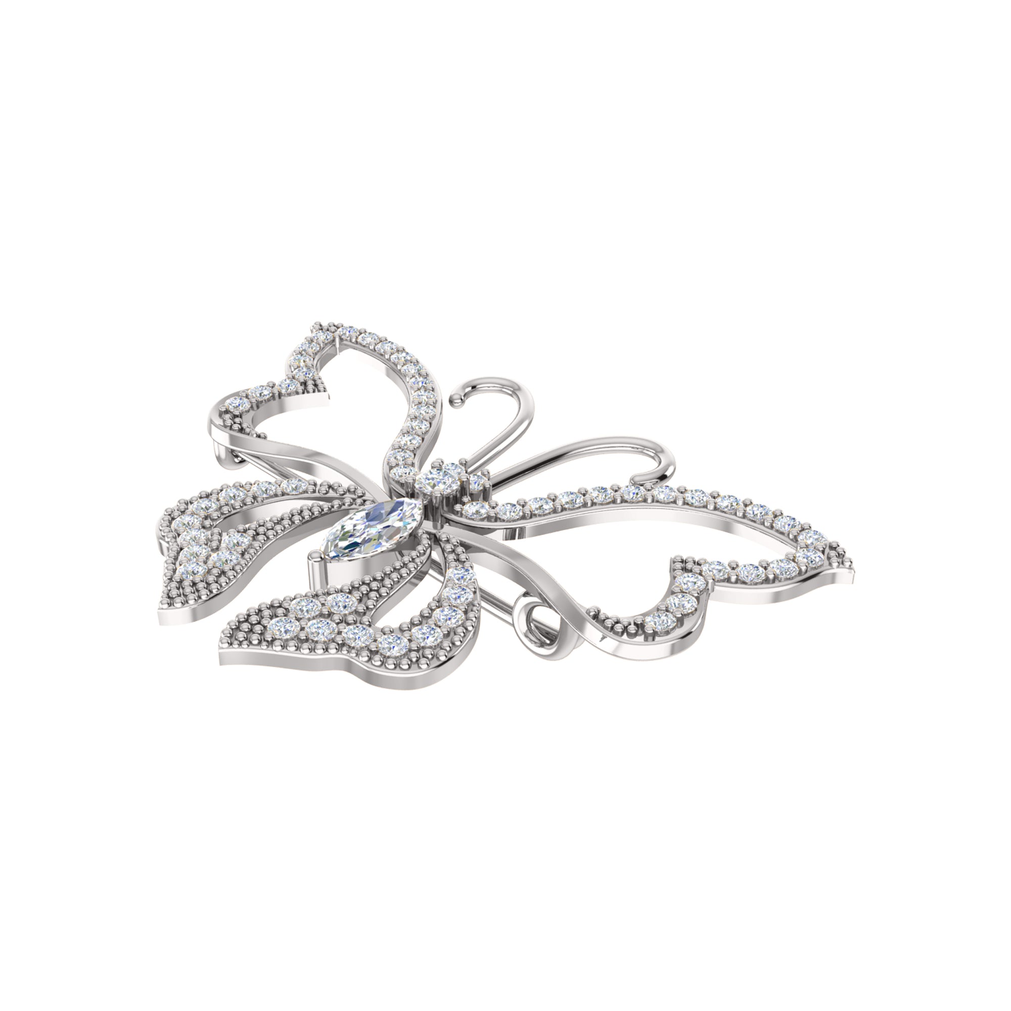 Spilla a farfalla in argento sterling 925 con moissanite da 0,96 ct, prodotto placcato in oro rosa 14 carati, peso 4,00 g