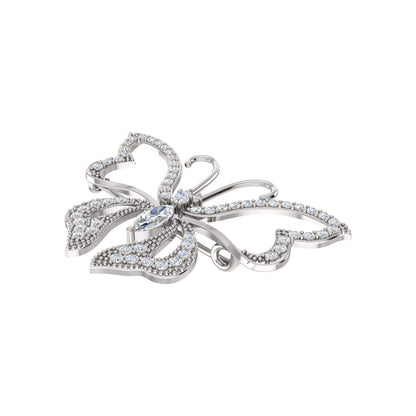Spilla a farfalla in argento sterling 925 con moissanite da 0,96 ct, prodotto placcato in oro rosa 14 carati, peso 4,00 g