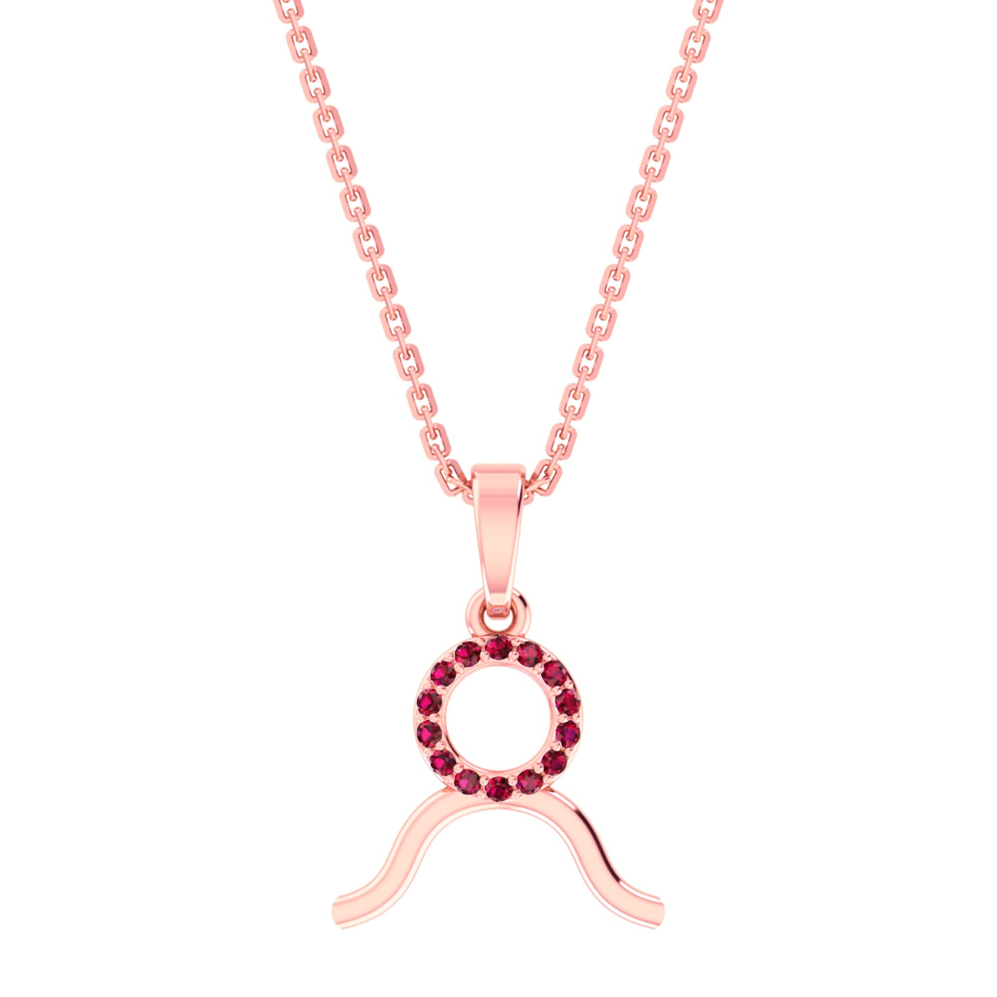 RKC Golden Cubic Zirconia With Chain Zodiac Pendant Necklace