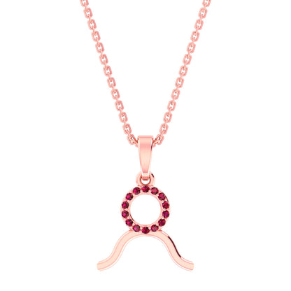 RKC Golden Cubic Zirconia With Chain Zodiac Pendant Necklace