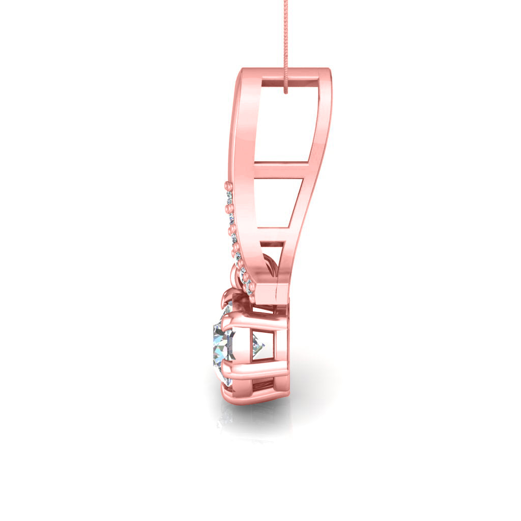 Ciondolo in moissanite da donna con goccia in argento sterling 925 RKC da 0,30 CT, per donna, placcato in oro rosa 14 carati, peso 3,1 g, altezza 16 mm
