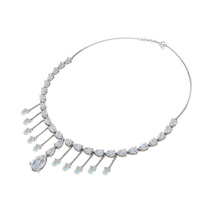 RKC Silver Statement Necklace 24 Carat Cubic Zirconia Necklace For Our Better Half Person Weight- 15gm