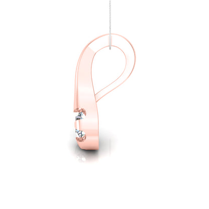 Ciondolo in moissanite con goccia d'argento da matrimonio solitario RKC da 0,25 CT, placcato in oro rosa 14 carati, peso 3,00 g, altezza 14,00 mm