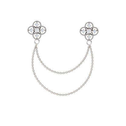 Spilla RKC Moissanite in argento sterling 925 placcata in oro rosa 14 carati Peso del prodotto 3,80 GM Altezza 17,40 MM