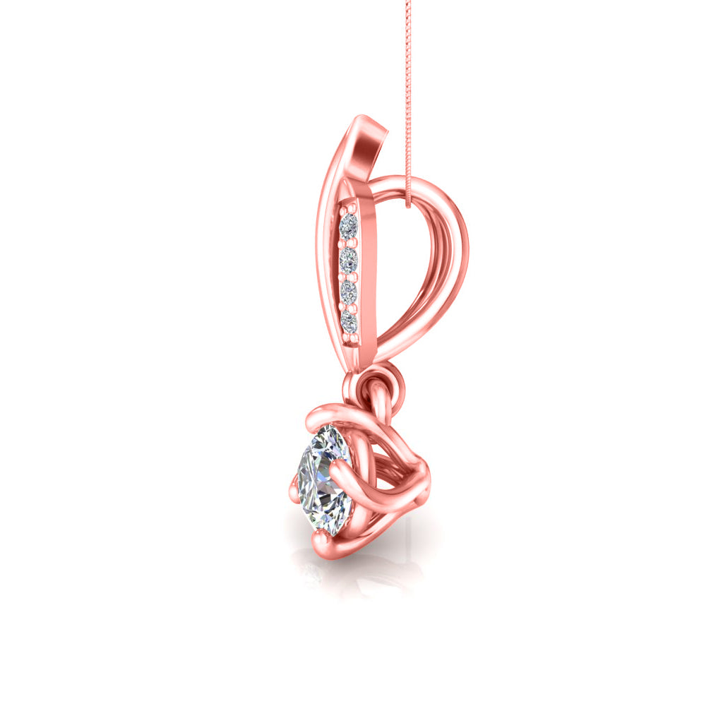 RKC 925 Sterling Silber Solitär-Blumen-Moissanit-Anhänger mit vier Zinken, 14 Karat Weißgold vergoldet