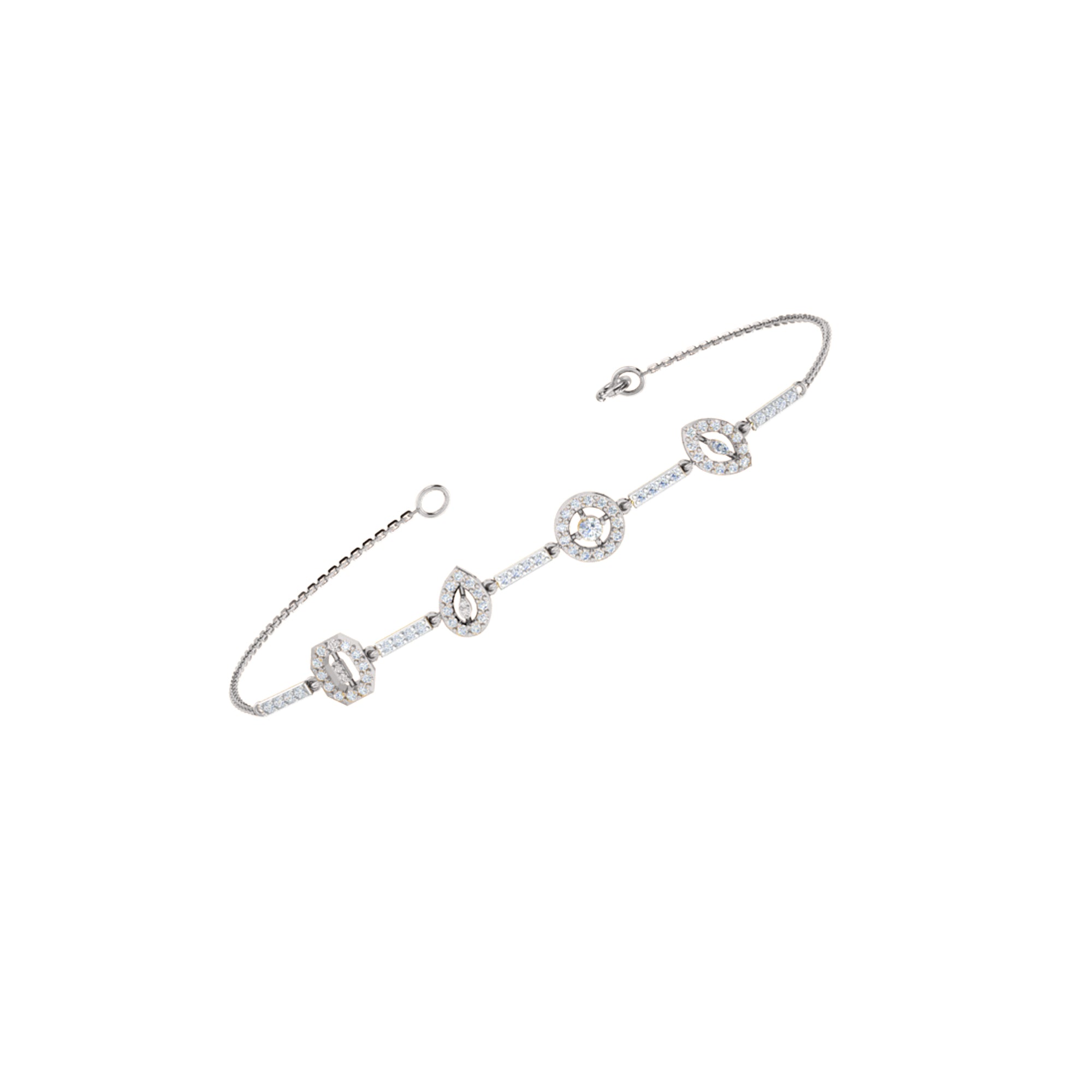 RKC Damenarmband aus 925er-Sterlingsilber, 1,16 Karat, 14 Karat Weißgold vergoldet, Gewicht 5,20 g, Höhe 81,30 mm