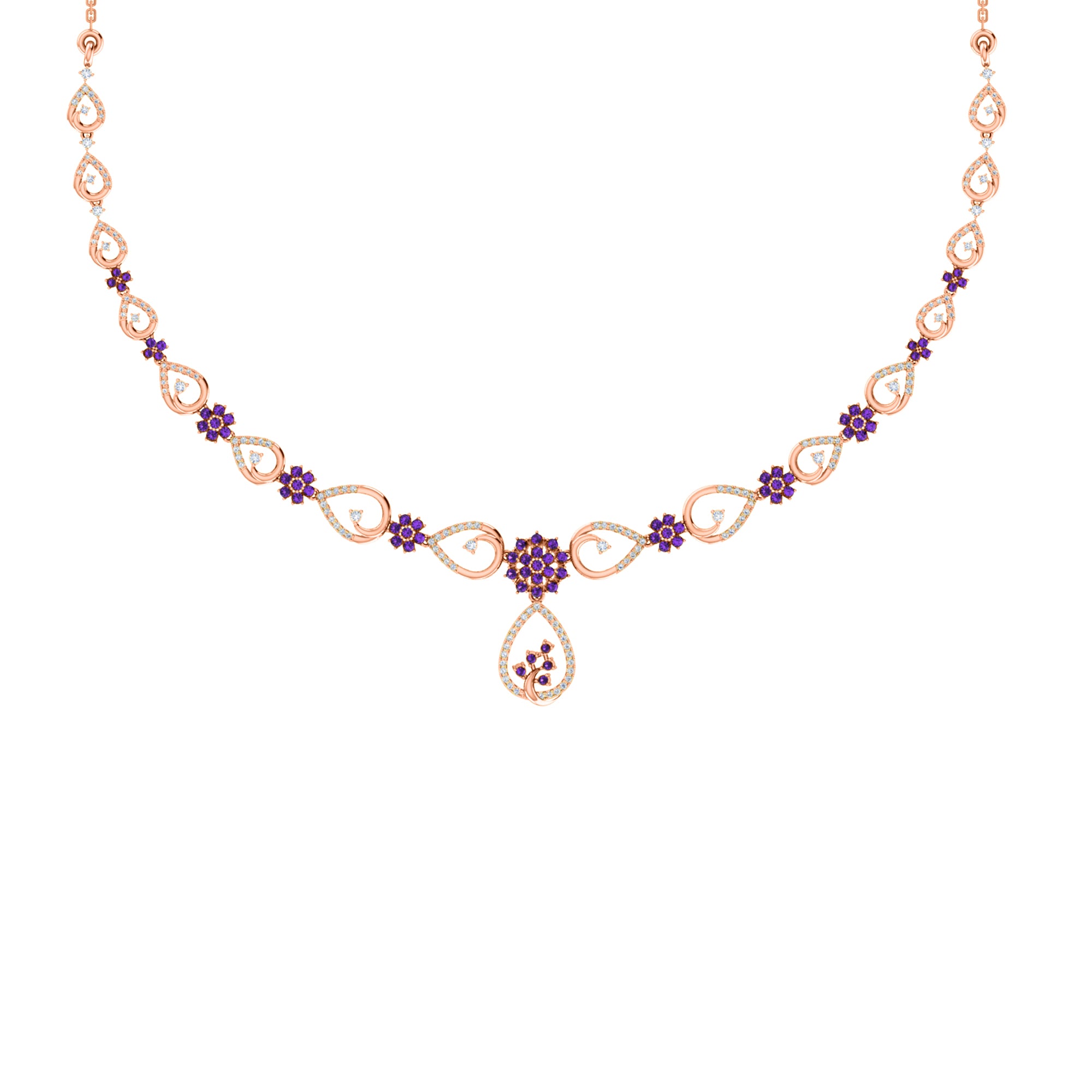 Collana affascinante con moissanite RKC 2.7 CT Argento 925 placcato oro rosa 14k Peso del prodotto 13,00 GM