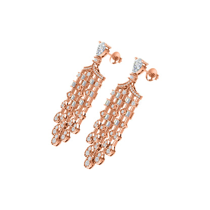 Orecchino da donna con pendente Halo in argento sterling RKC 925, oro giallo 14k, peso 8,00 GM, altezza 51,00 mm