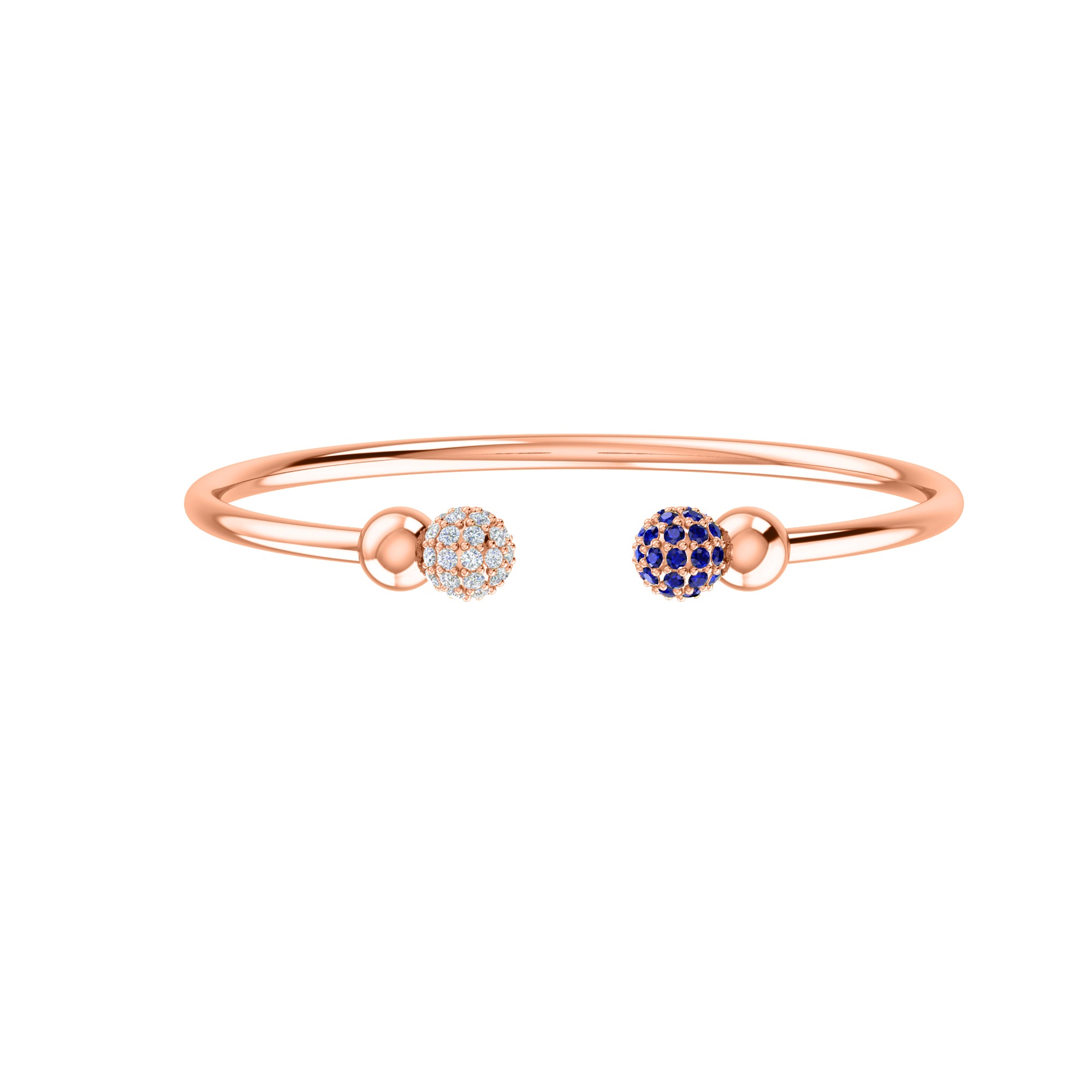 RKC Damen-Armreif aus 925er-Sterlingsilber, Karatgewicht: 1,08 CT, mit mehreren Edelsteinen, 14 Karat rosévergoldet, Produktgewicht: 10,00 GM, Höhe: 50,00 mm