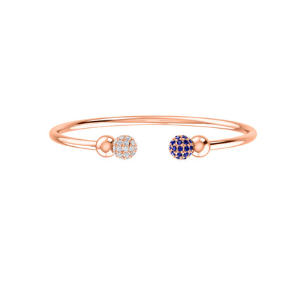 RKC Damen-Armreif aus 925er-Sterlingsilber, Karatgewicht: 1,08 CT, mit mehreren Edelsteinen, 14 Karat rosévergoldet, Produktgewicht: 10,00 GM, Höhe: 50,00 mm