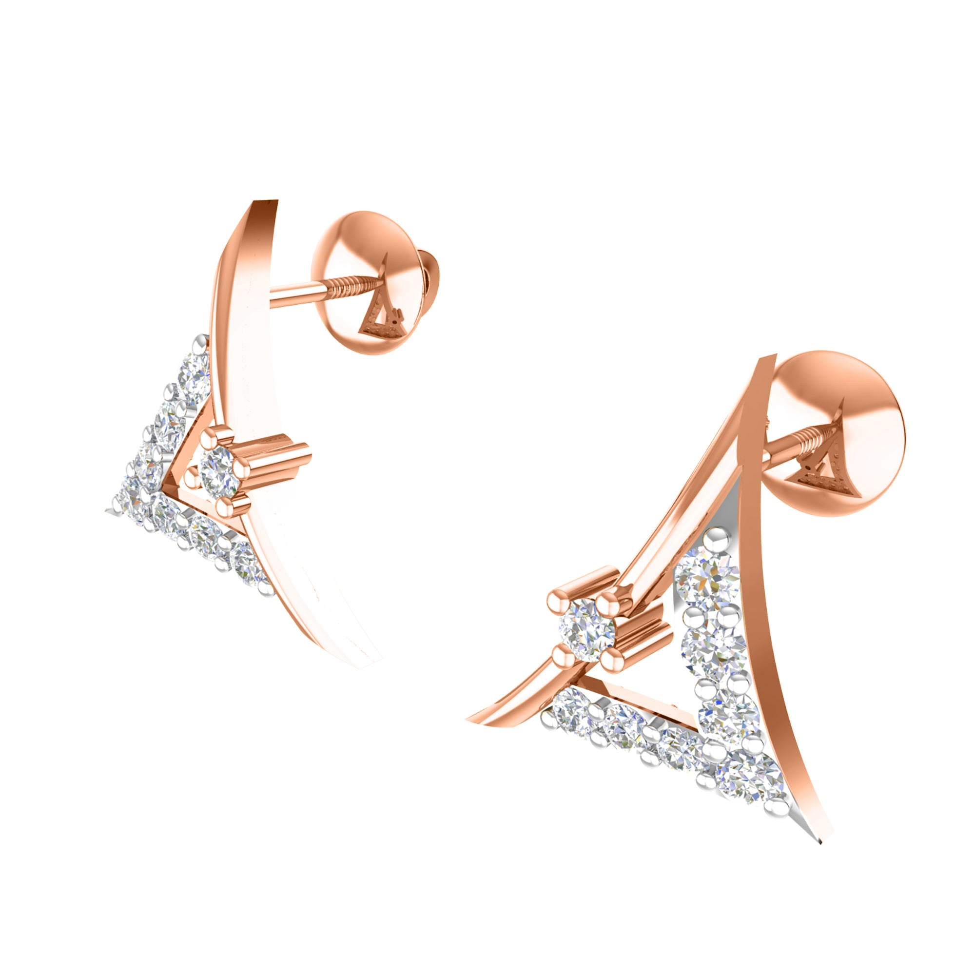 RKC 925 Silber Golden Gesamtgewicht 0,55 ct Moissanit Anhänger Gewicht 3,40 gm und Gewicht Ohrring 1,80 gm Set mit 14K Roségold plattiert