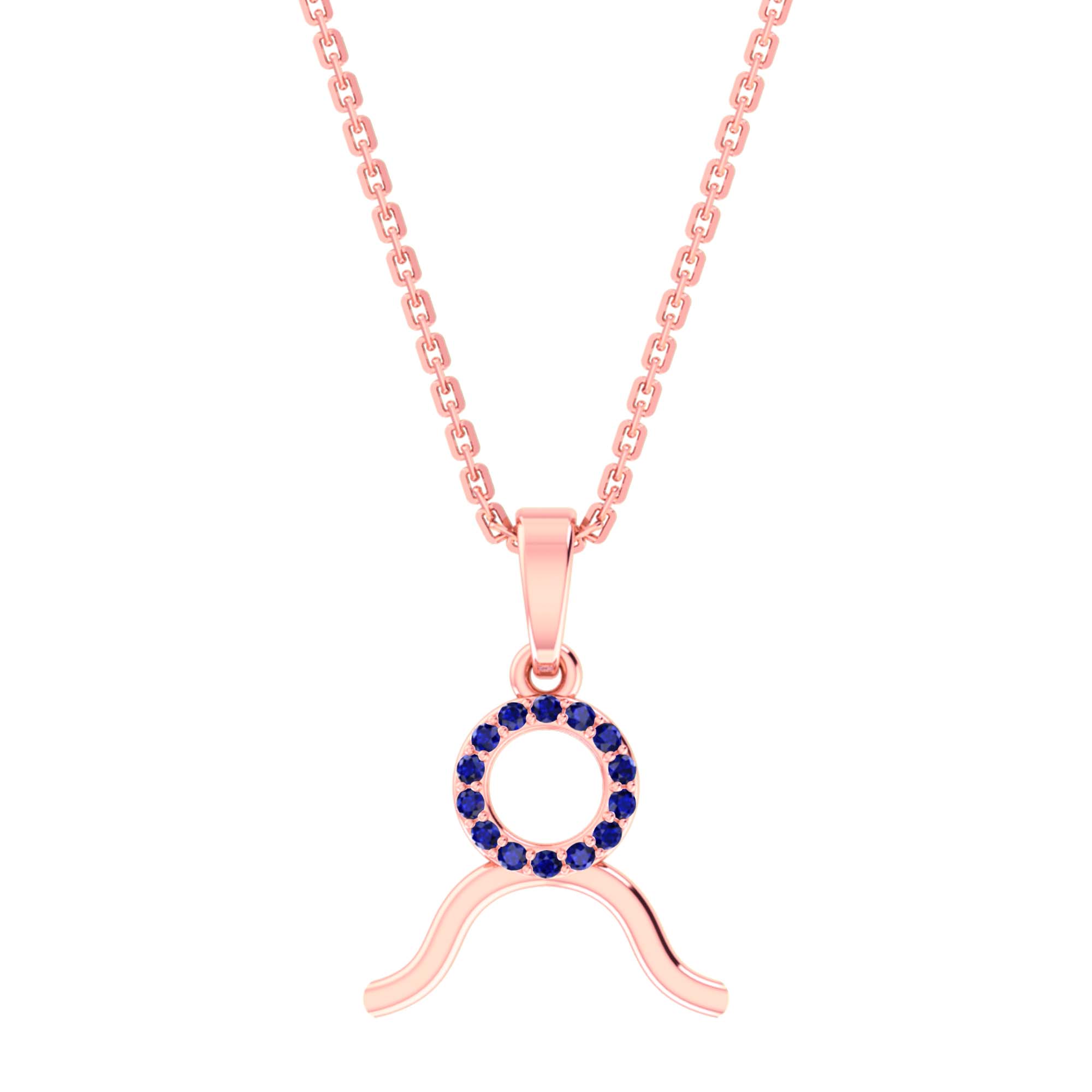 RKC Golden Cubic Zirconia With Chain Zodiac Pendant Necklace