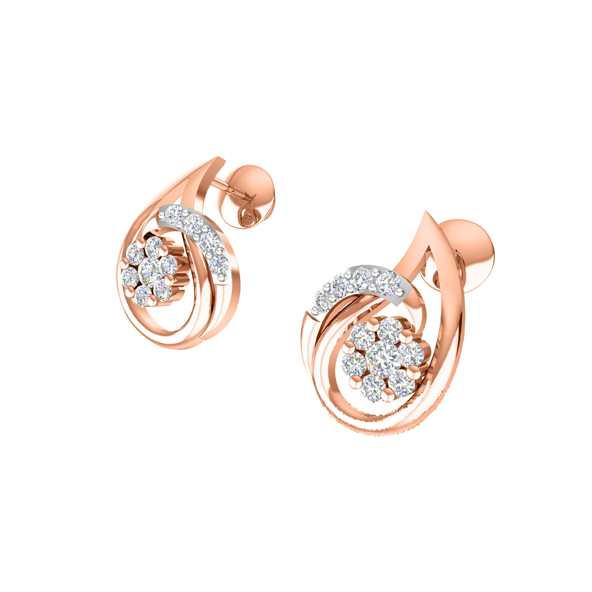 RKC 925 Silber, insgesamt 0,42 ct Moissanit-Anhänger, Ohrring-Set, Gewicht 5,40 g, mit 14-karätiger Rosévergoldung