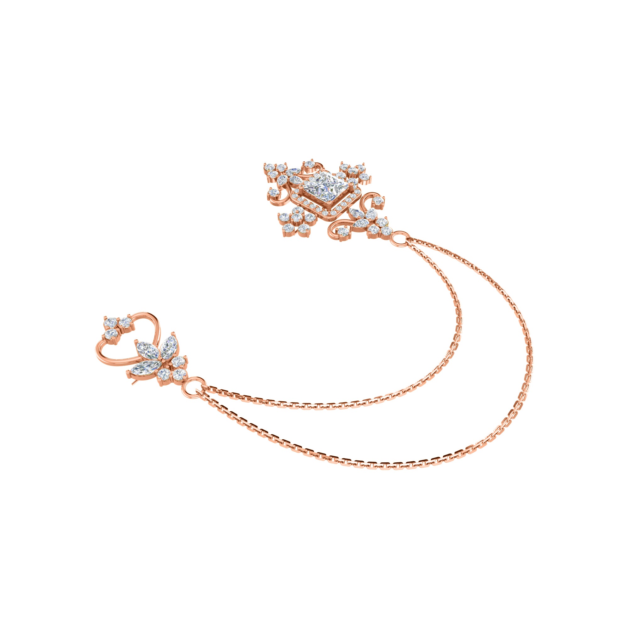 Spilla RKC Moissanite in argento sterling 925, prodotto placcato in oro rosa 14 carati, peso 6,10 GM, altezza 40,50 MM