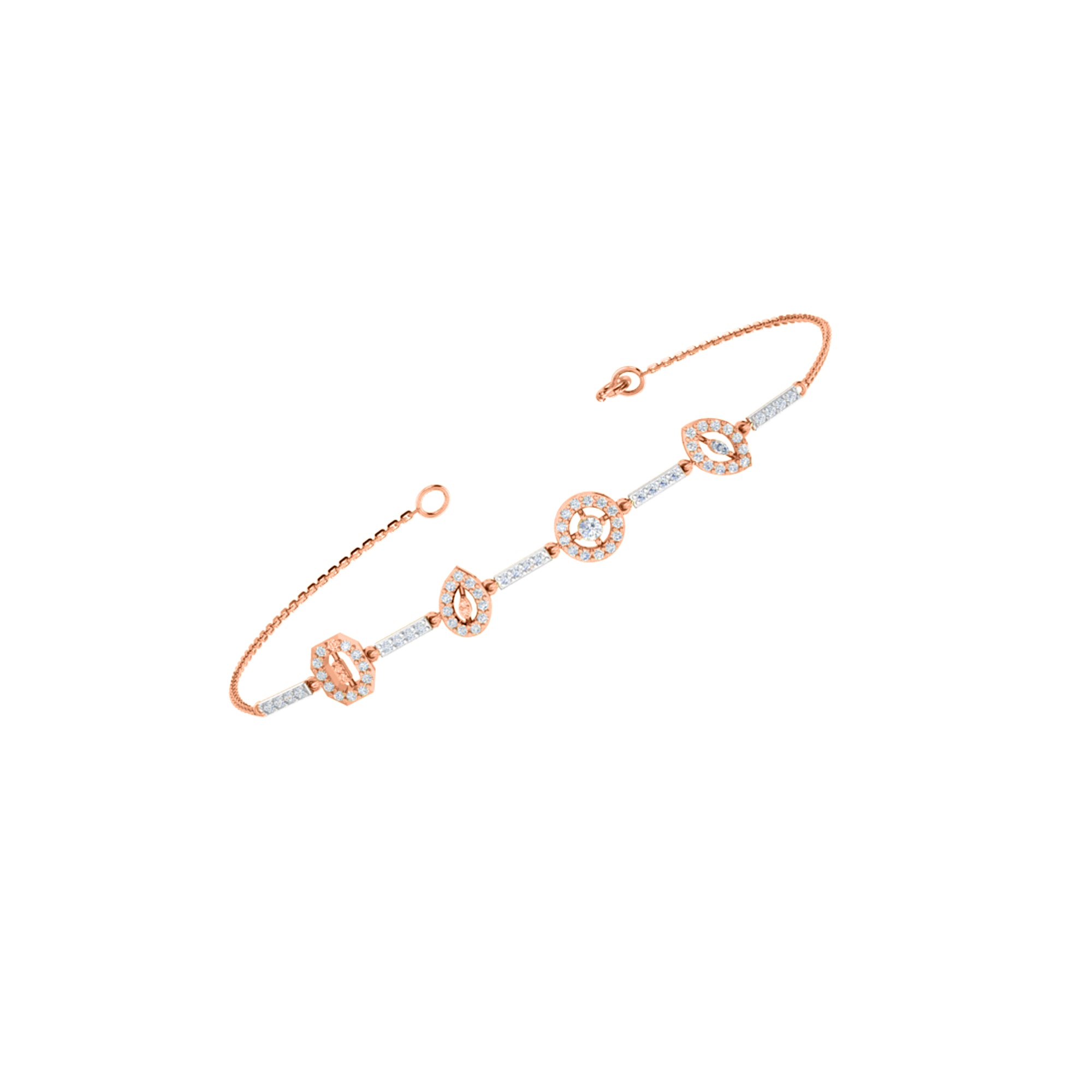 RKC Damenarmband aus 925er-Sterlingsilber, 1,16 Karat, 14 Karat Weißgold vergoldet, Gewicht 5,20 g, Höhe 81,30 mm