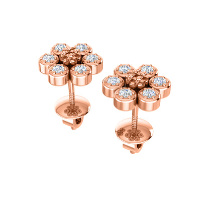 RKC 925 Sterling Silver Flower Push Back Orecchino da donna in oro bianco 14k su peso 1,80 mm altezza 8,00 mm