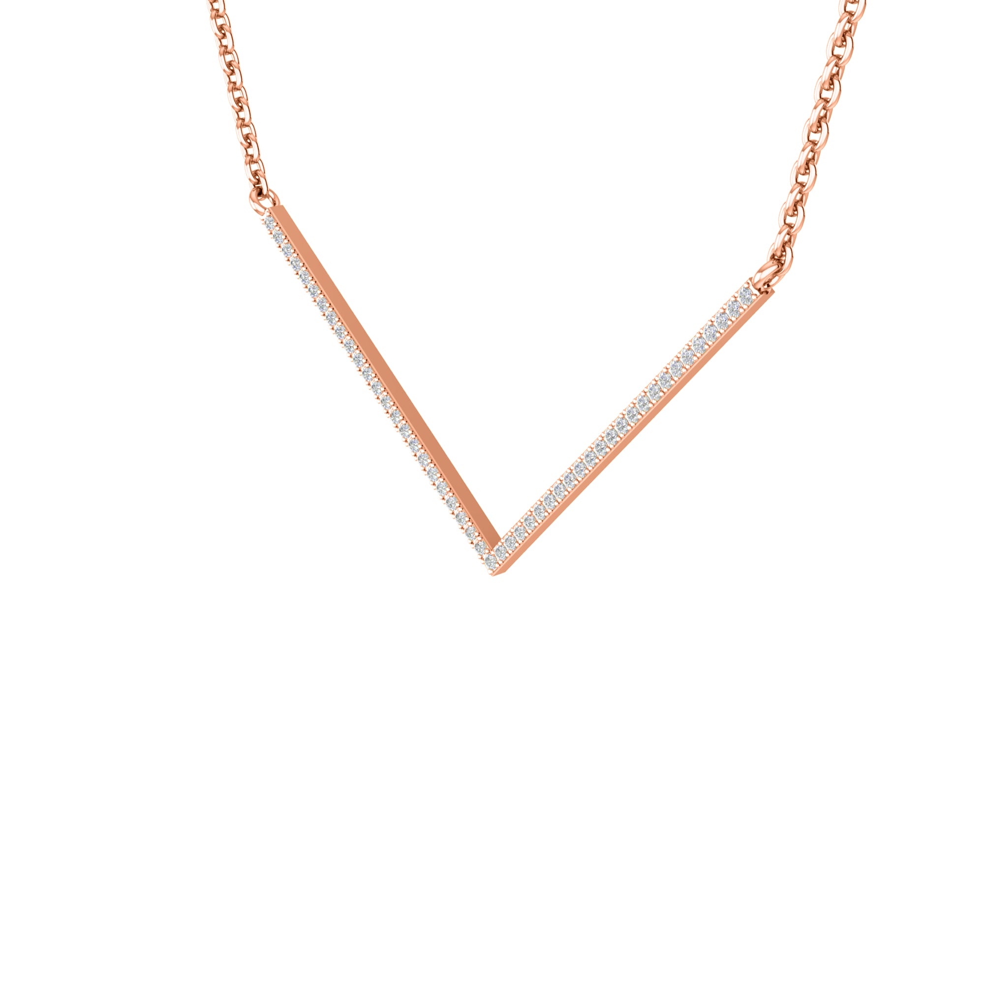 RKC 0,4 CT Moissanit Charm Halskette 925 Silber 14k Roségold vergoldet Produktgewicht 3,5 GM Höhe 24,00 MM