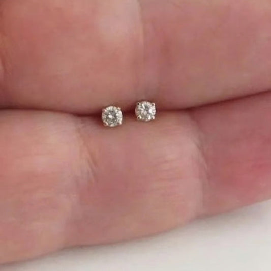 RKC Moissanite 925 Sterling silver 2mm Screw back Stud Earrings For women's