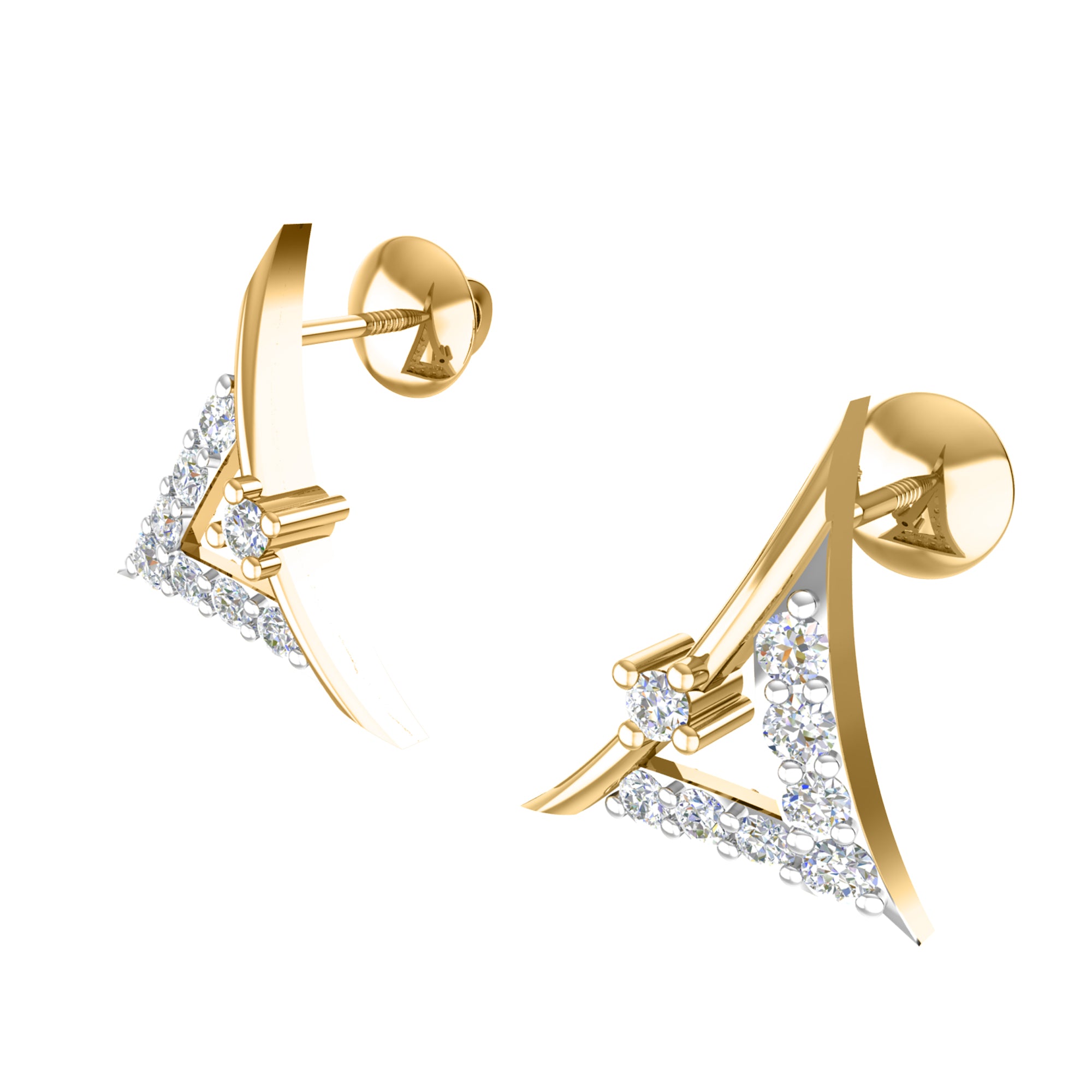 RKC 925 Silber Golden Gesamtgewicht 0,55 ct Moissanit Anhänger Gewicht 3,40 gm und Gewicht Ohrring 1,80 gm Set mit 14K Roségold plattiert