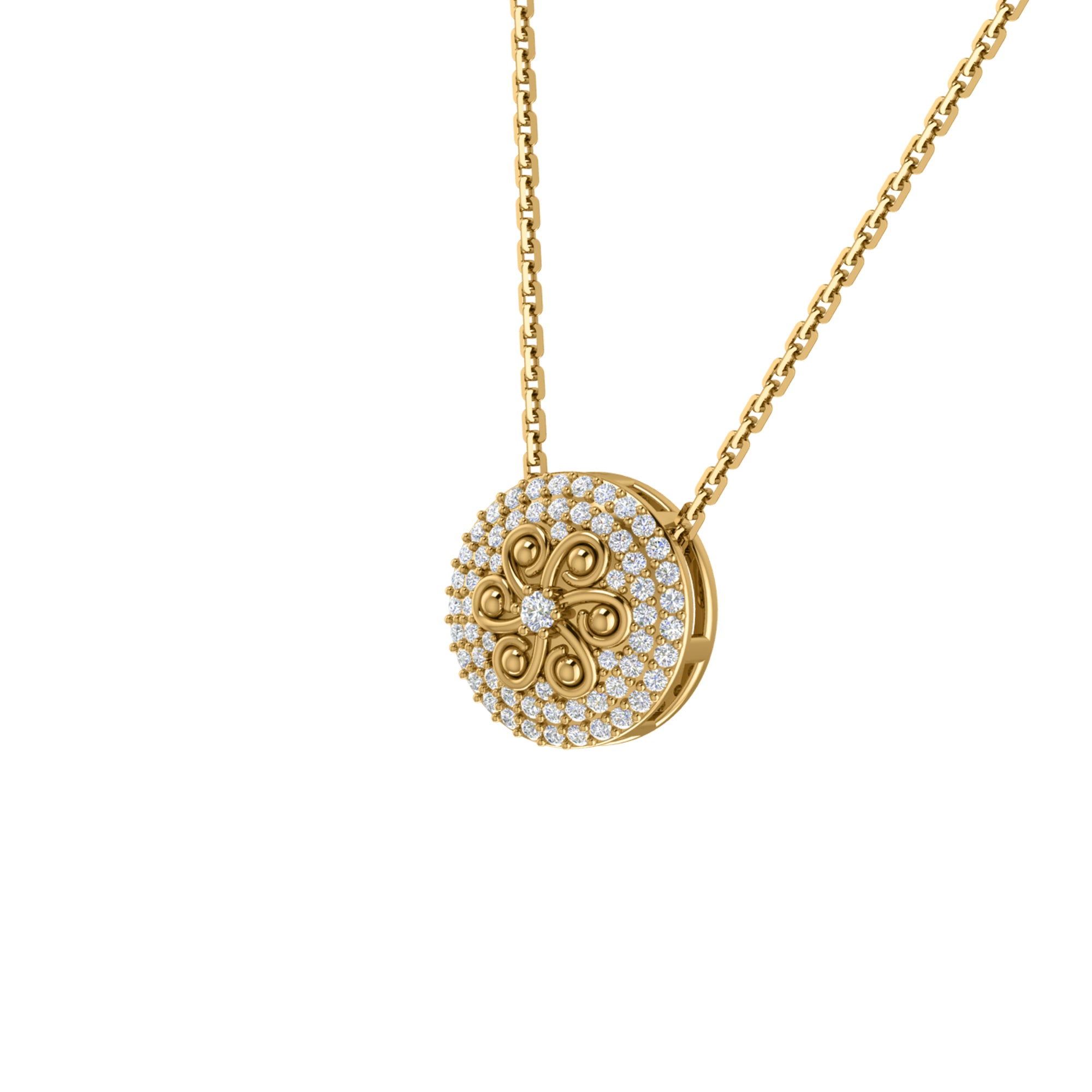 Ciondolo in moissanite RKC 2,9 CT, gioielli in argento 925, placcato in oro giallo 14 carati, peso 4,00 GM, altezza 13,50 mm