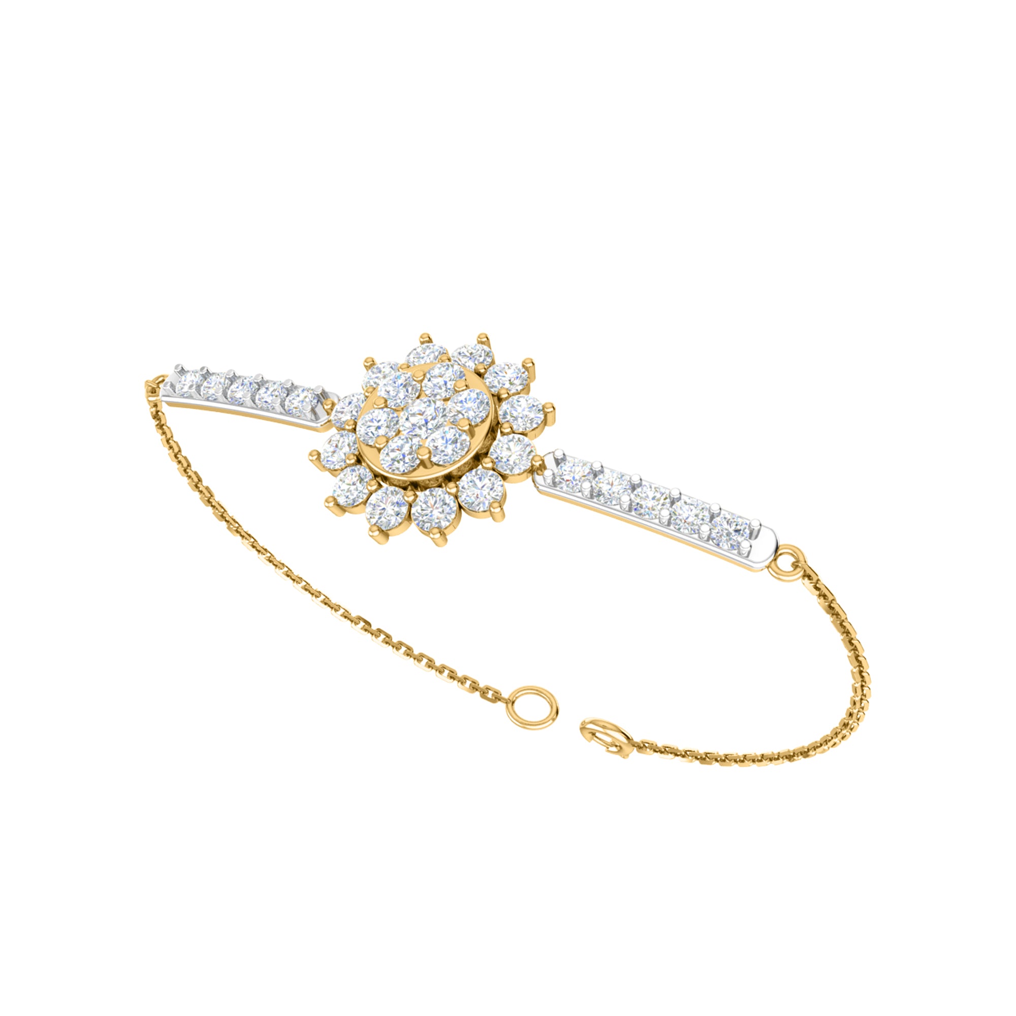 Pietra preziosa RKC in argento sterling 925 da 2,57 CT per bracciale da donna Placcato in oro rosa 14 carati Peso 5,50 GM