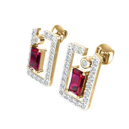 Ciondolo con rubino in argento dorato RKC 925 da 1,00 ct totale, peso 3,70 g e orecchino da 2,10 g, set con placcatura in oro giallo 14 carati