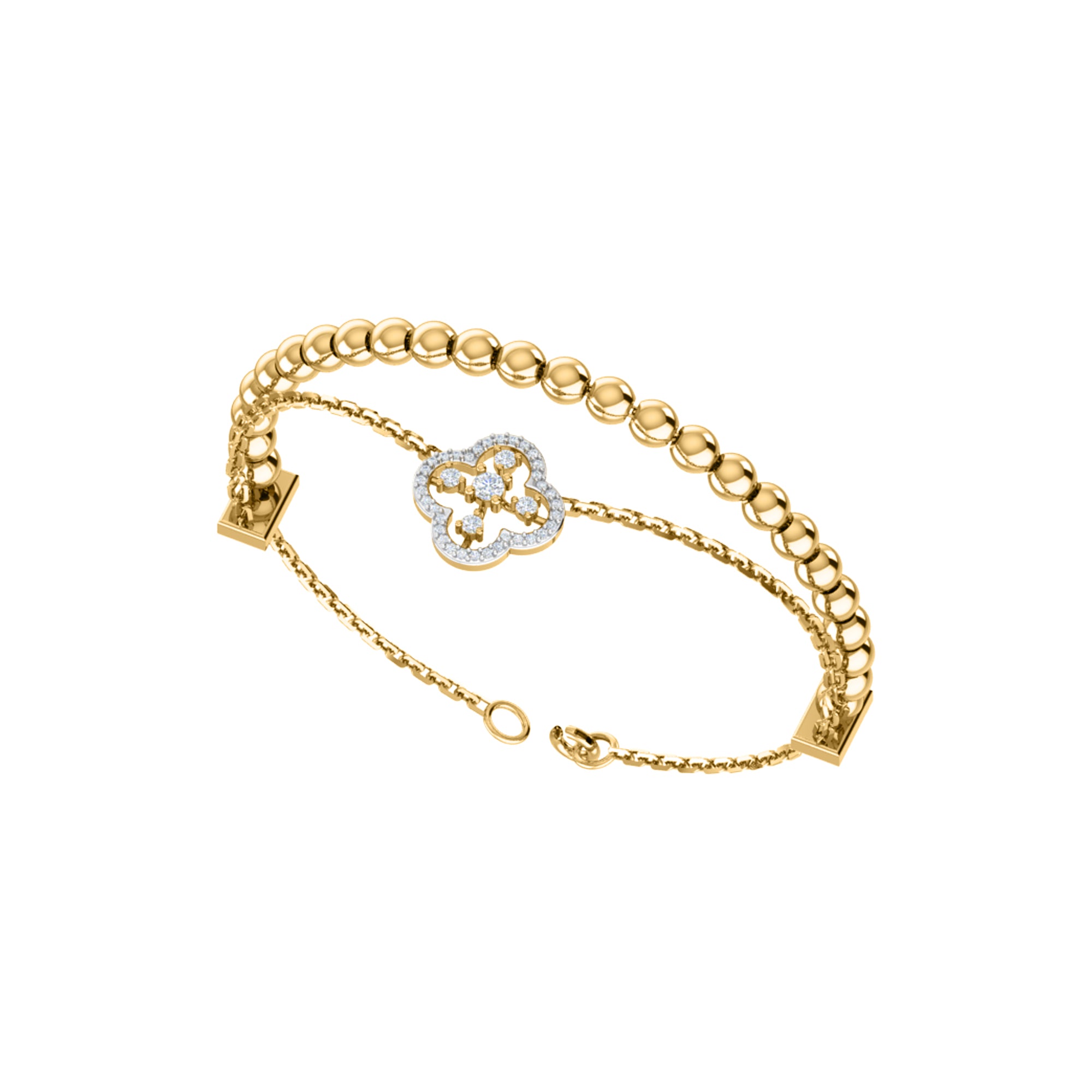 RKC Damen-Armband aus 925er-Sterlingsilber mit 0,39 Karat Moissanit, 14 Karat Gelbgold vergoldet, Gewicht 11,50 g