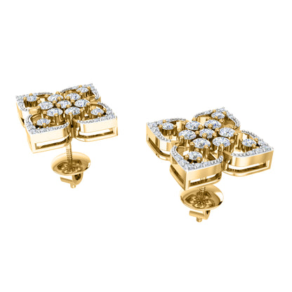 RKC 925 Sterling Silber Damen-Ohrring mit Blumenmuster für den täglichen Gebrauch, 14 Karat Gelb, Produktgewicht: 2,80 GM, Höhe: 14,70 mm
