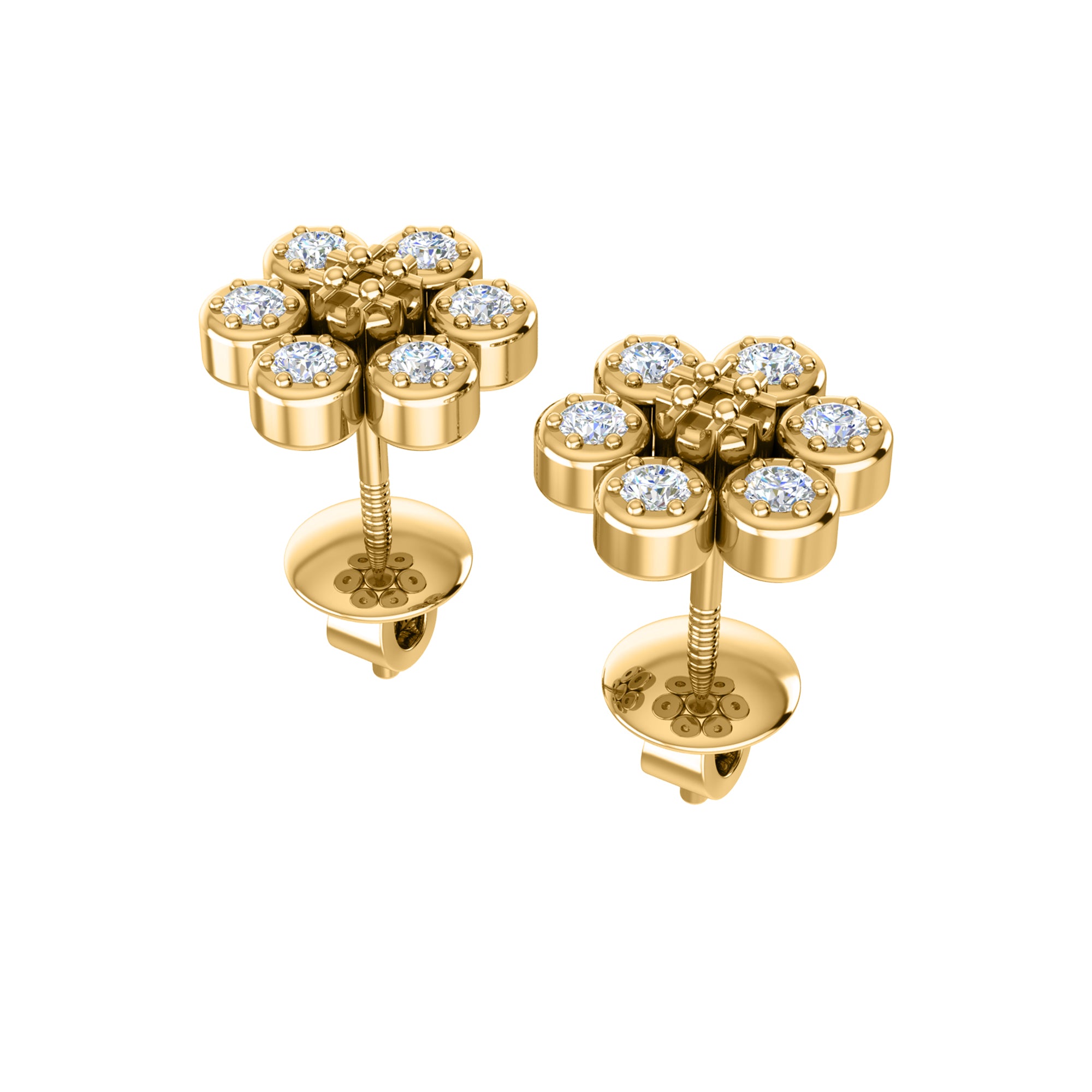 RKC 925 Sterling Silver Flower Push Back Orecchino da donna in oro bianco 14k su peso 1,80 mm altezza 8,00 mm