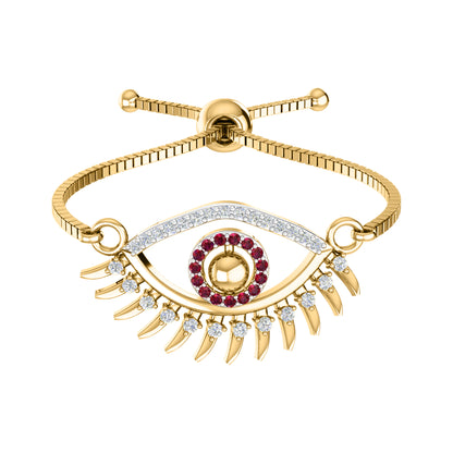 Bracciale da donna con pietre preziose multiple in argento sterling 925 RKC da 0,14 ct, placcato in oro giallo 14 carati, peso 3,80 GM, altezza 10,00 mm