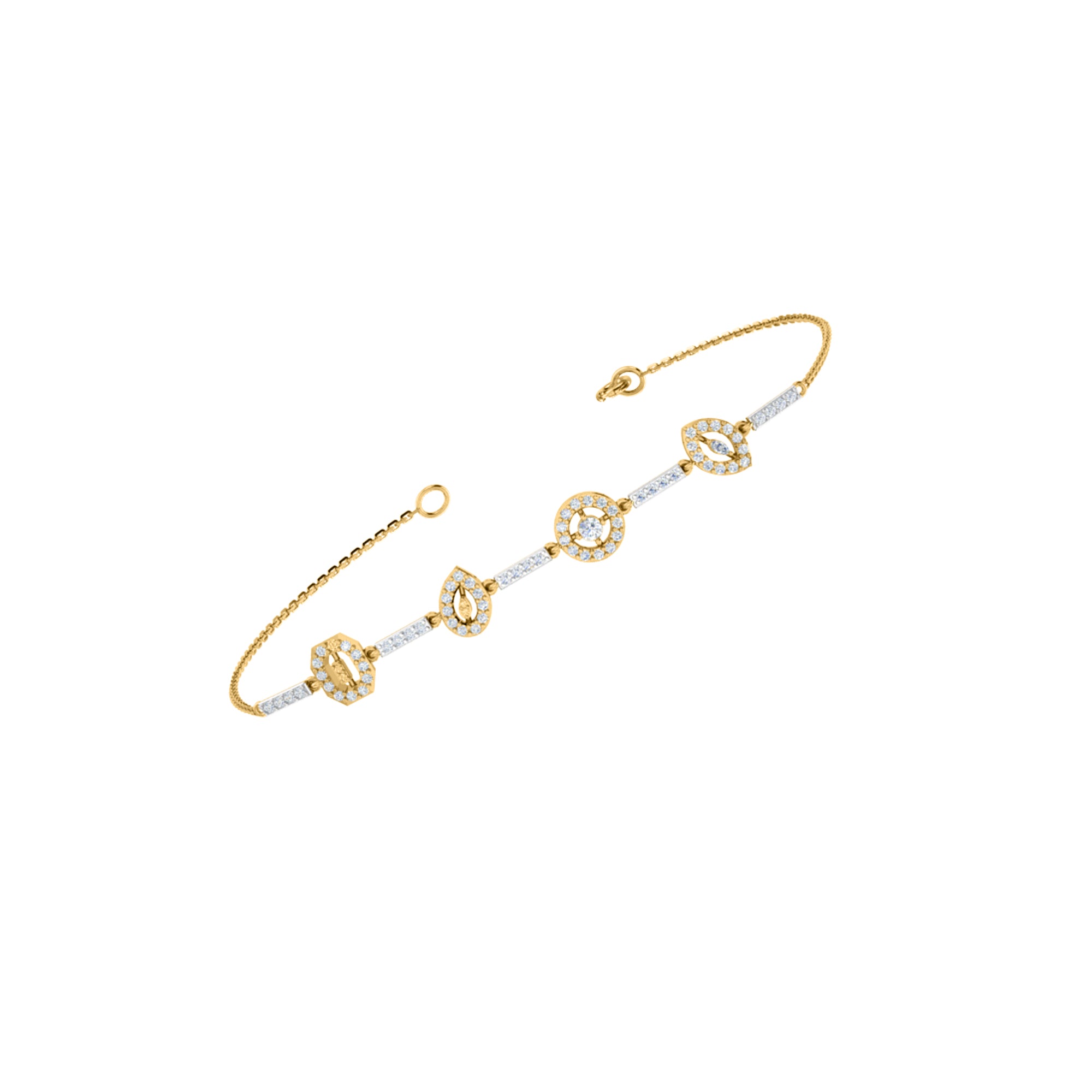RKC Damenarmband aus 925er-Sterlingsilber, 1,16 Karat, 14 Karat Weißgold vergoldet, Gewicht 5,20 g, Höhe 81,30 mm