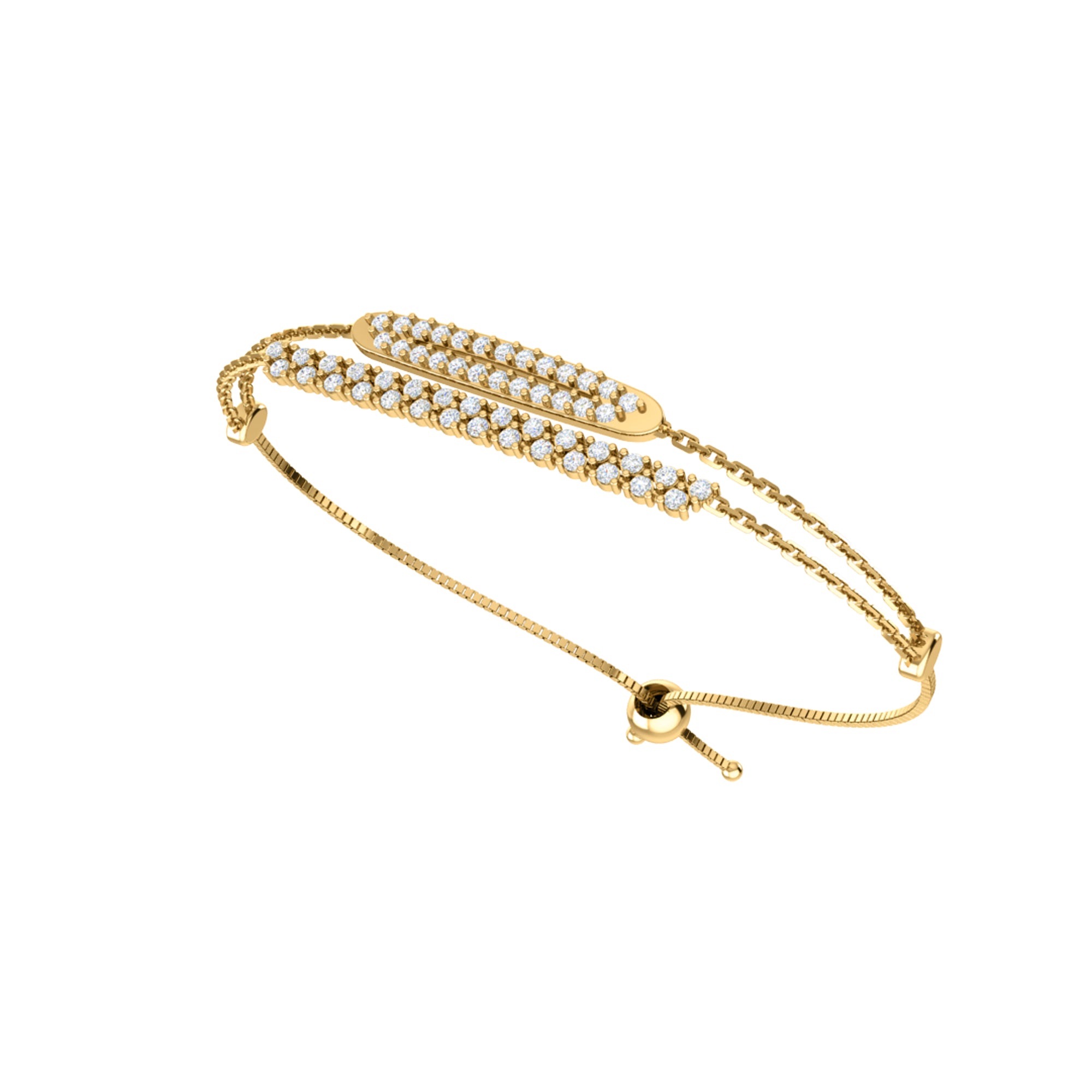 RKC Damen-Armband aus 925er-Sterlingsilber mit 0,81 Karat Moissanit, 14 Karat Gelbgold vergoldet, Gewicht 4,50 g, Höhe 36,85 mm