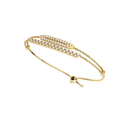 RKC Damen-Armband aus 925er-Sterlingsilber mit 0,81 Karat Moissanit, 14 Karat Gelbgold vergoldet, Gewicht 4,50 g, Höhe 36,85 mm