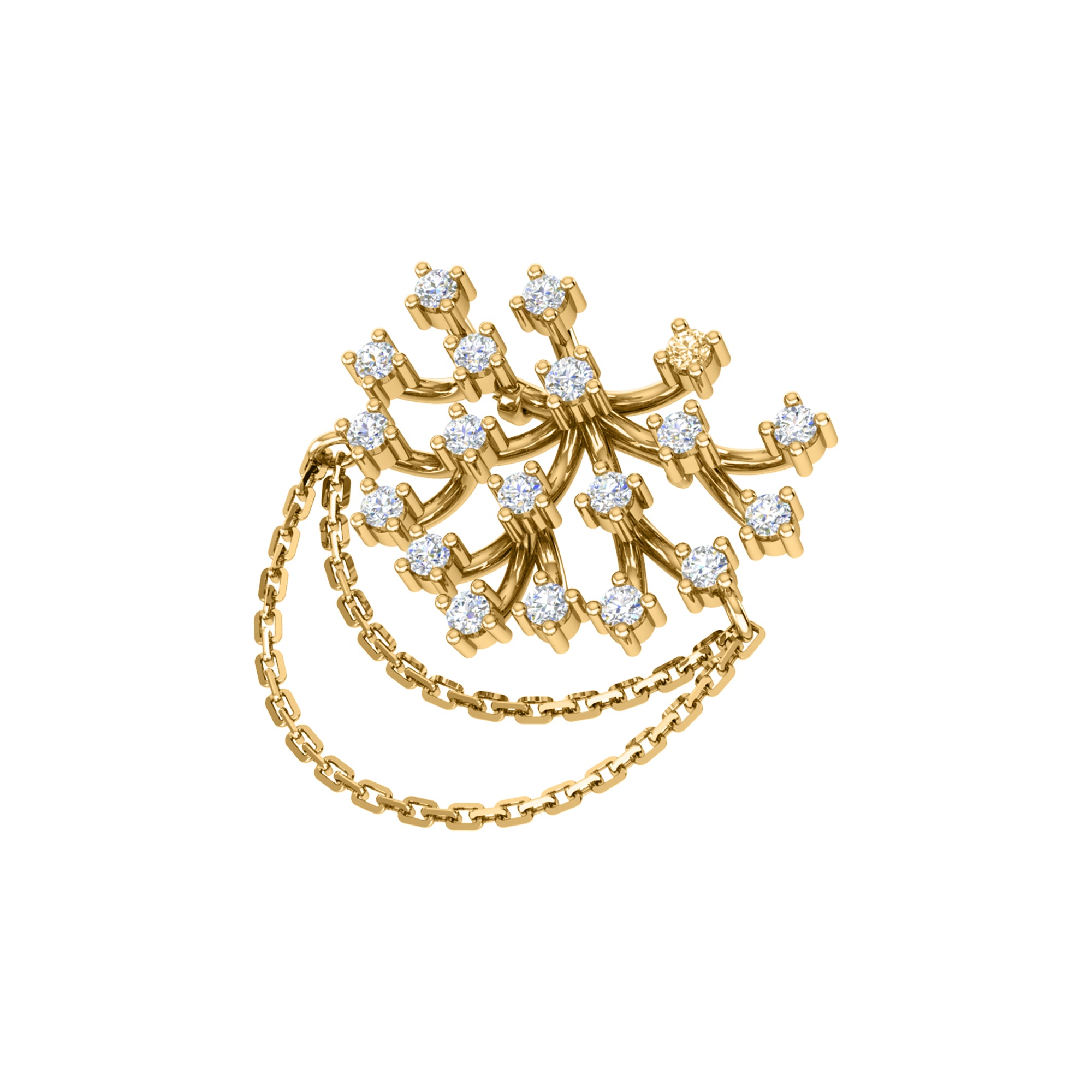 Spilla RKC Moissanite in argento sterling 925 placcata in oro giallo 14 carati Peso del prodotto 3,00 GM Altezza 23,00 MM
