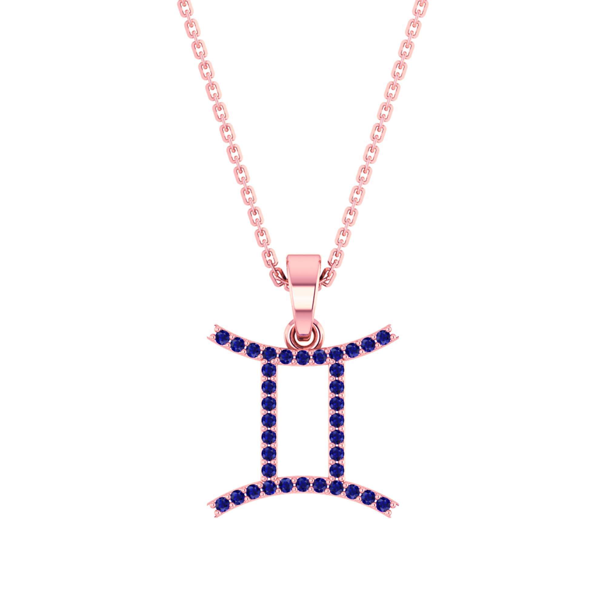 RKC Yellow Gold Plated Gemini Horoscope Cubic Zirconia Pendant Necklace