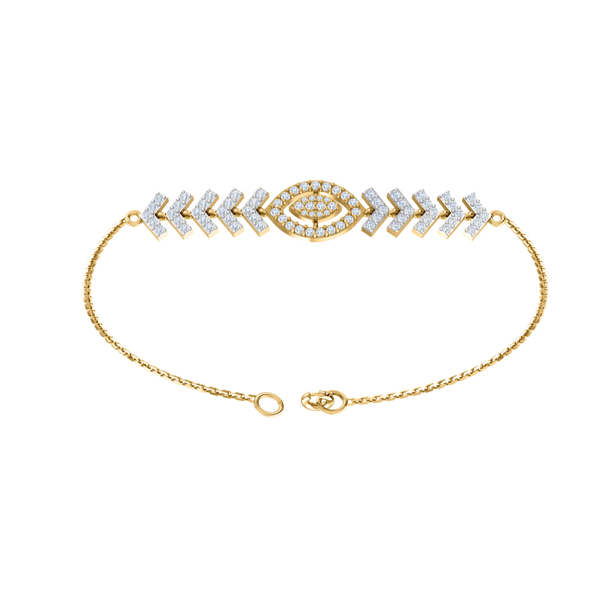 Pietra preziosa RKC in argento sterling 925 da 1,1 CT per bracciale da donna Placcato in oro giallo 14 carati Peso 6,00 GM
