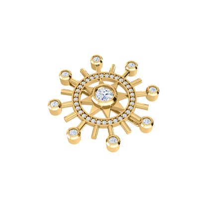 Spilla RKC Moissanite in argento sterling 925 placcata in oro giallo 14 carati Peso del prodotto 1,60 CM Altezza 22,00 MM