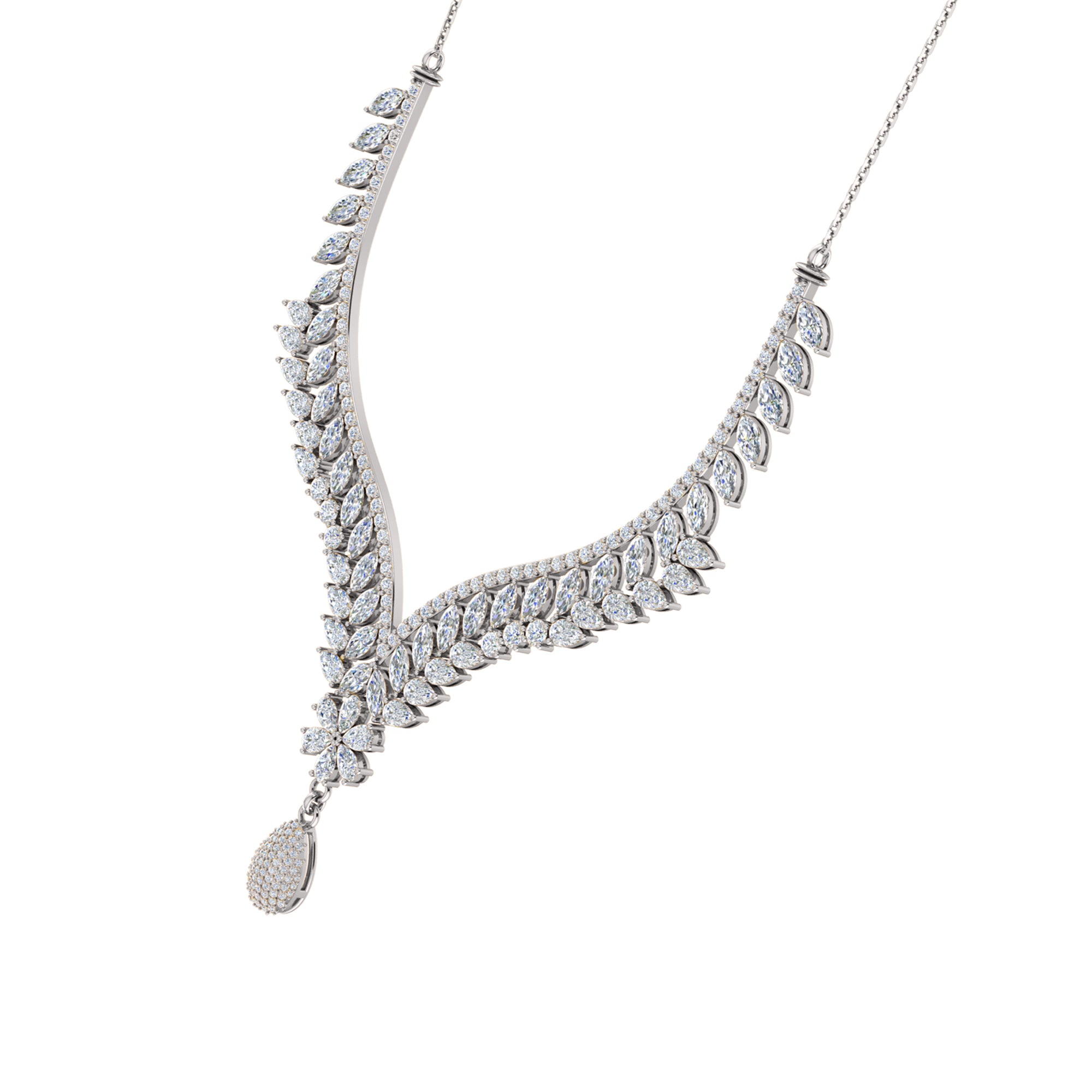 Charmante RKC 18 CT Moissanit-Halskette, 925er Silber, 14 Karat Roségold plattiert, Produktgewicht: 17,00 GM, Höhe: 100,00 mm