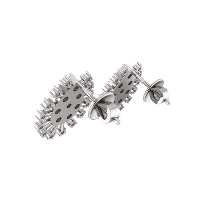Orecchino da donna a grappolo in argento sterling 925 RKC 14k bianco su peso 3,00 g, altezza 14,00 mm
