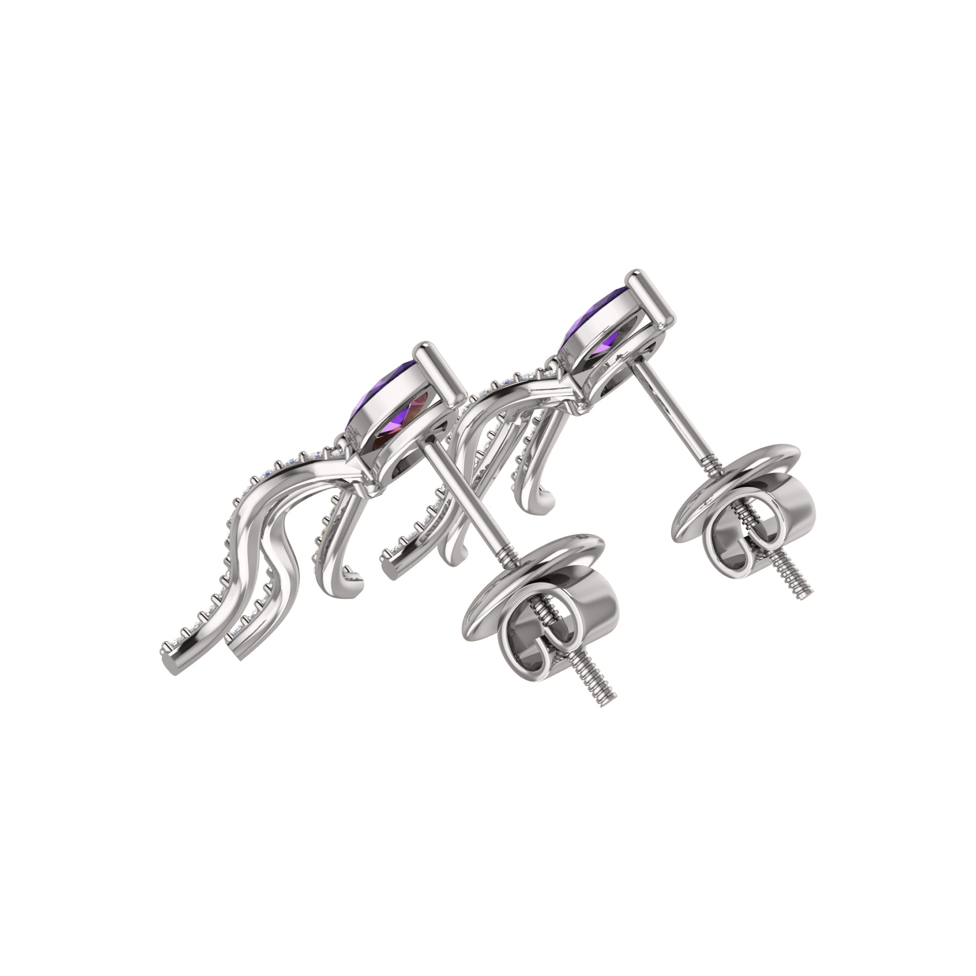 RKC Tropfen-Amethyst-Damenohrring aus 925er-Sterlingsilber, 14 Karat Gelb, Gesamtgewicht 2,80 ct, Höhe 19,50 mm