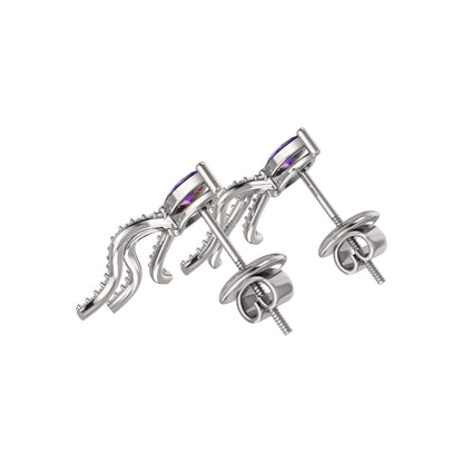 RKC Tropfen-Amethyst-Damenohrring aus 925er-Sterlingsilber, 14 Karat Gelb, Gesamtgewicht 2,80 ct, Höhe 19,50 mm