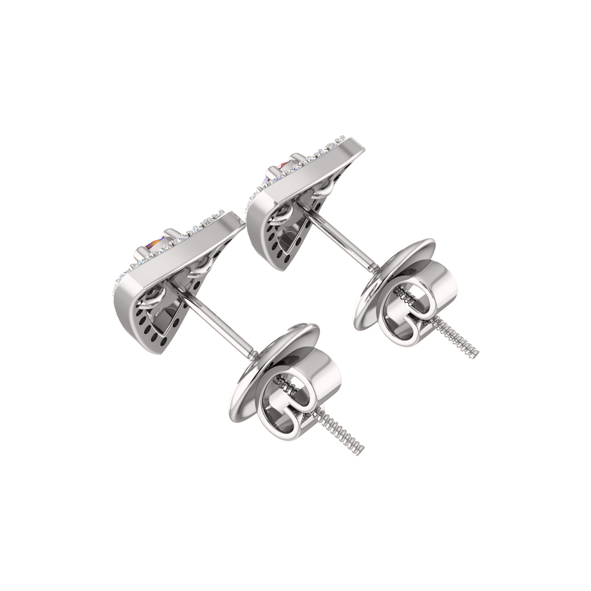RKC Halo-Ohrstecker aus 925er Sterlingsilber für Damen, 14 Karat Gelb, Gewicht 3,50 g, Höhe 10,50 mm