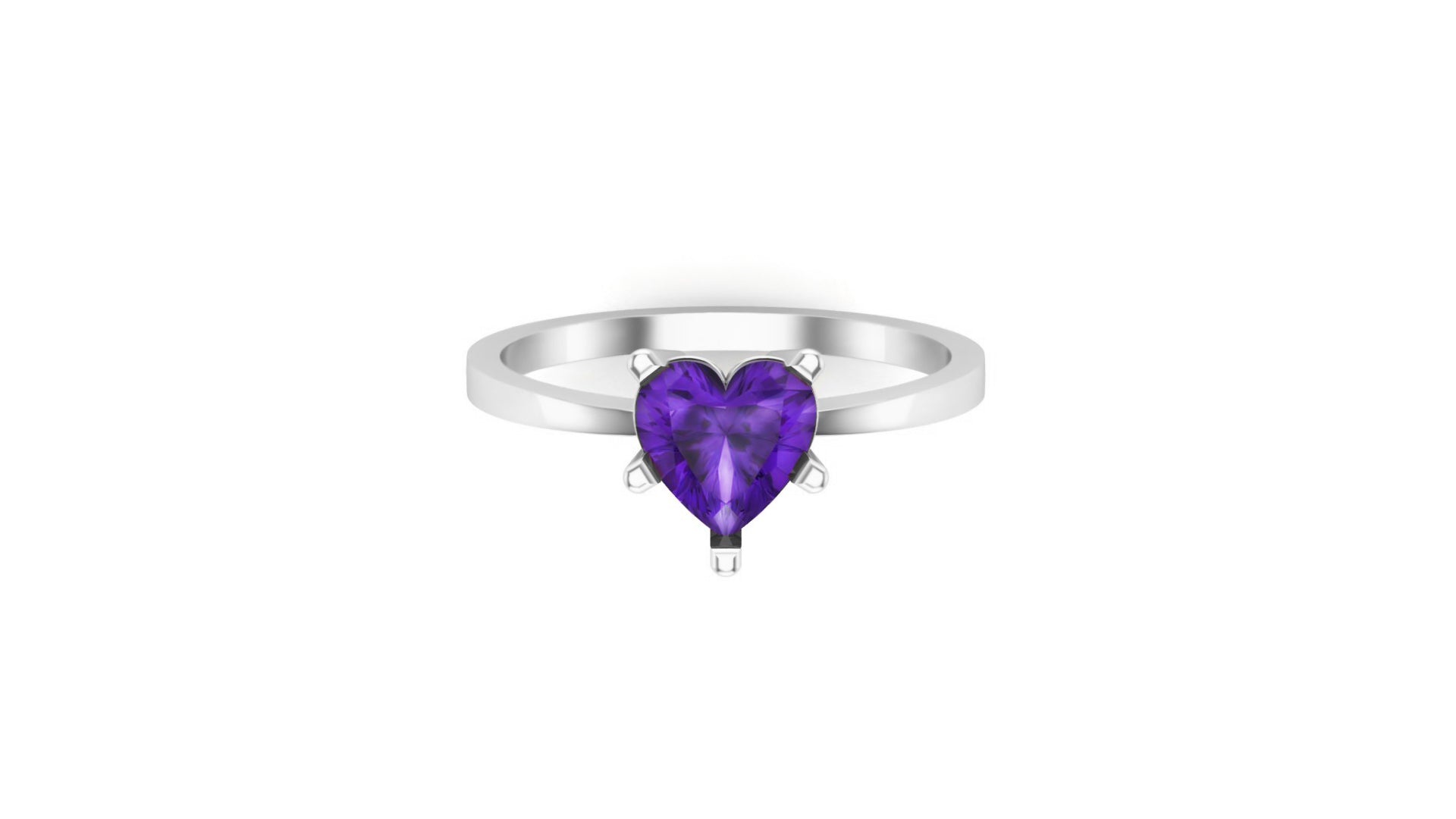 RKC Birthstone Amethyst Engagement Rings 14k Yellow/ White Gold Plated Gift For Her Wt 1.90 gm Width 1.50 MM