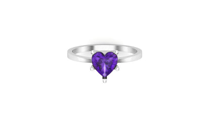 RKC Birthstone Amethyst Engagement Rings 14k Yellow/ White Gold Plated Gift For Her Wt 1.90 gm Width 1.50 MM