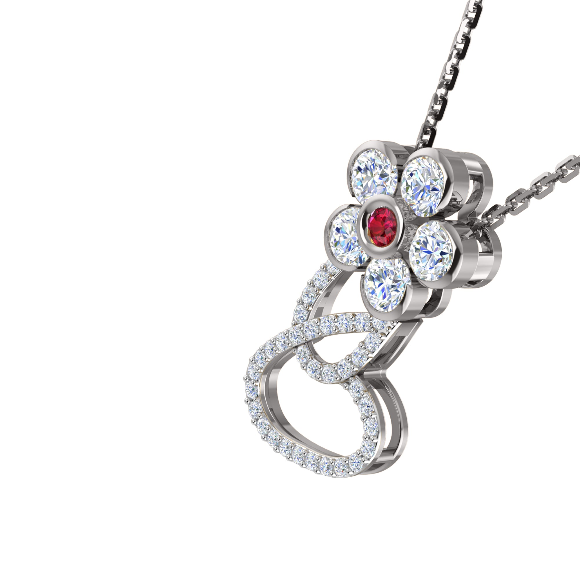 RKC 1,65 Karat Moissanit-Blumenanhänger, 925er Silberschmuck, 14 Karat Roségold vergoldet, Gewicht 4,90 g, Höhe 26,00 mm