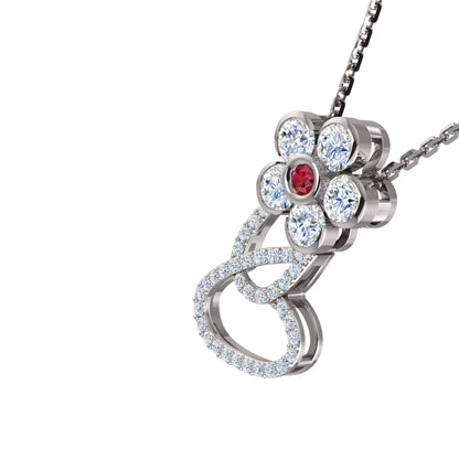 RKC 1,65 Karat Moissanit-Blumenanhänger, 925er Silberschmuck, 14 Karat Roségold vergoldet, Gewicht 4,90 g, Höhe 26,00 mm