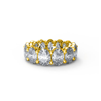 Anello di fidanzamento con moissanite taglio ovale RKC da 8,5 carati, argento 925, placcato oro giallo 14k, per donna, peso 4,40 g, larghezza 6 mm