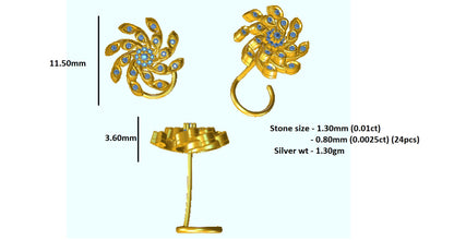 RKC JEWELRY Damen-Nasennadel mit Blumenmuster, 925er Sterlingsilber, 14 Karat Roségold vergoldet, Gewicht 1,30 g